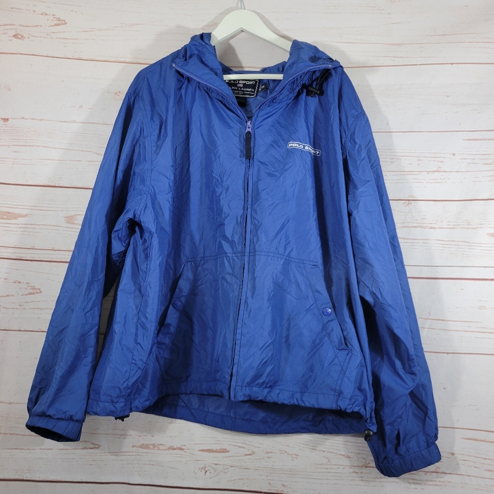 Vtg Polo Sport Ralph Lauren Men's Full Zip Windbreaker Royal Blue Jacket Sz XL